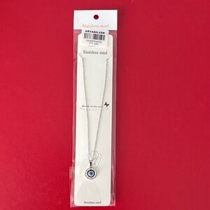 Silver Necklace with Blue Eye Pendant
